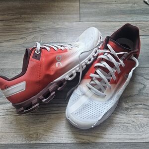 On Running Men's Red and White Athletic Shoes